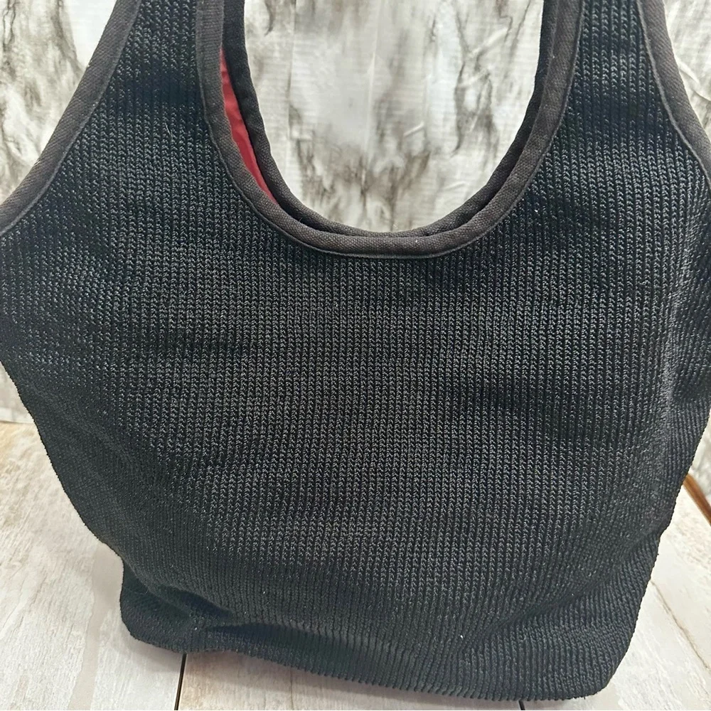 The Sak Large Black Knit Hobo Purse Tote Bag Carry All Everyday Slouchy